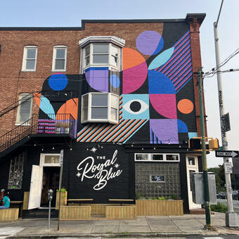 image of mural located The Royal Blue Bar and Night Owl Gallery