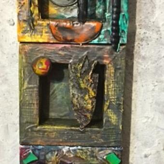 Found objects used to create an story from the bottom up. 