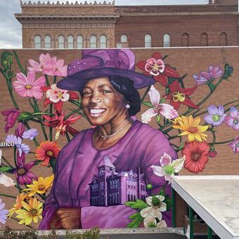 Mural of Hattie Moseley, local civil rights leader in Springfield, Ohio