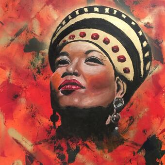 Oil & Acrylic Painting on Canvas of rapper, singer and actress Queen Latifah