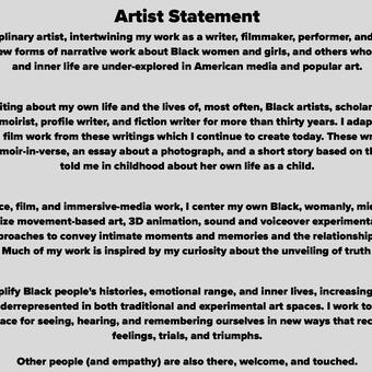 The words "Artist Statement" with paragraphs underneath