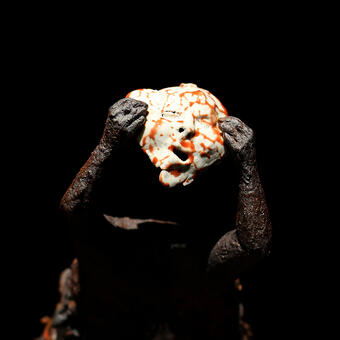 Rising, 2022, stoneware and porcelain, internal LED components, gas-firing, (32, 14, 14 inches)