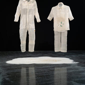 Installation view of "Value Studies: Uniforms"