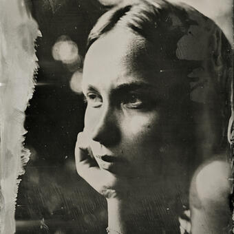 Portrait of a woman that uses wet plate collodion process