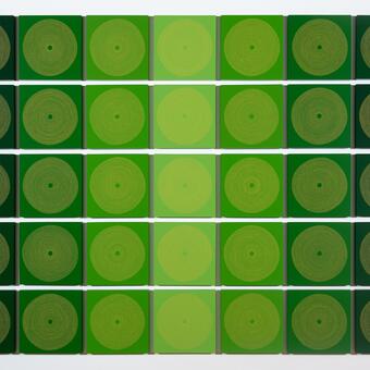 Yellow circles on green