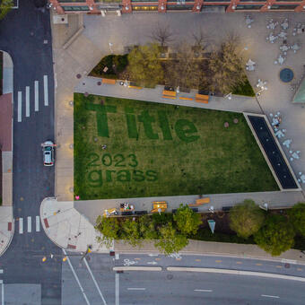 This public art installation is a collaboration between me and the Maryland Institute College of Art. I transformed the lawn of Cohen Plaza into a giant wall lable and titled the work Title. What constitutes an art education and what would be the title after receiving an art education?