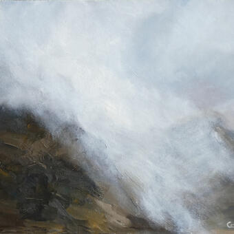 Mist over the Three Sisters mountain range, Scotland