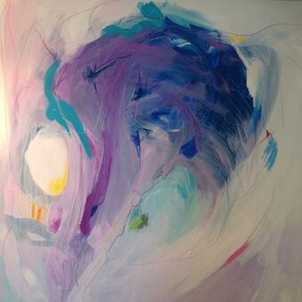 purple blue and white abstract painting 