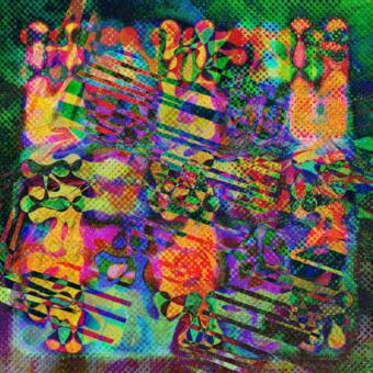 Experimental typographic artwork with juxtaposed halftone and screenprinting elements