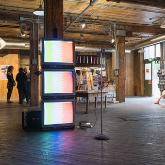Generative and interactive sculptural installation that responds with the sound in the room