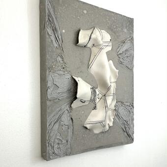 sculpture with porcelain and concrete