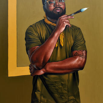 Man holding a paintbrush