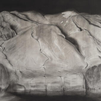 Charcoal drawing of New Mexico canyon