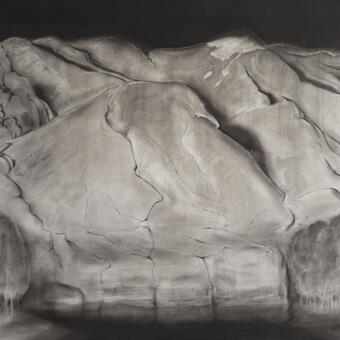 Charcoal drawing of New Mexico canyon