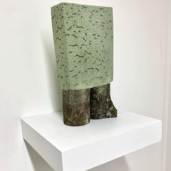 Cast cement and wood 13" x 7" x 3" 2021