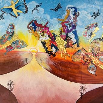 Cross Roads - Acrylic Paints on MatBoard - 24x30" - created 2025