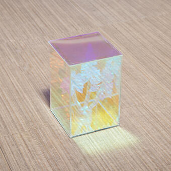 3d printed sculpture in iridescent vitrine 