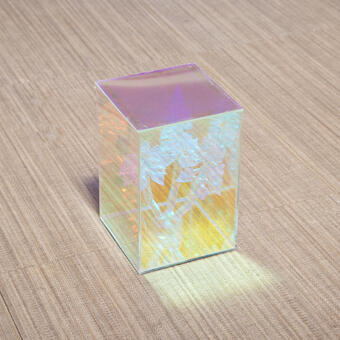3d printed flower form in an iridescent vitrine