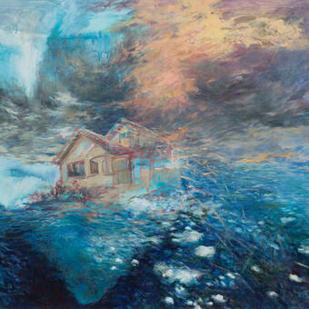 water, house, storm, iceberg, weather, sky, dream-like 