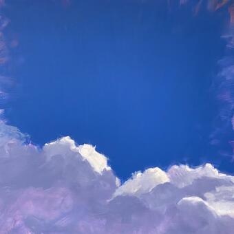 Close up of the top of a white cloud against a blue sky