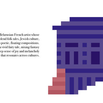 Marc Chagall was a Belarusian-French artist whose dreamlike paintings blend folk tales, Jewish culture, and vibrant color into poetic, floating compositions. His work feels like a vivid fairy tale, mixing fantasy and memory with a deep sense of joy and melancholy that resonates across cultures.