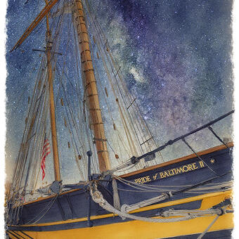 Pride of Baltimore with Milky Way in Background