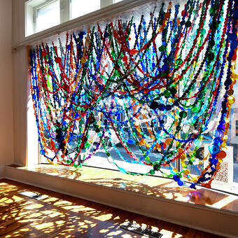 Sculptural installation in window