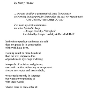 poem titled Tense as published in Willows Wept Review, Issue 38, Fall 2025