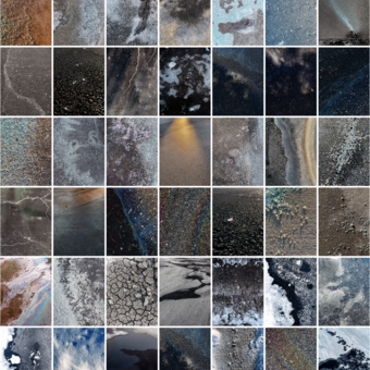 grid of abstract photos of the ground