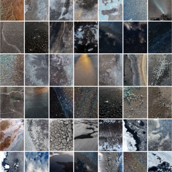 grid of abstract photos of the ground