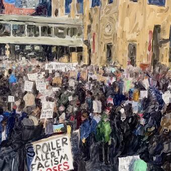 This is a painting of the MN protest