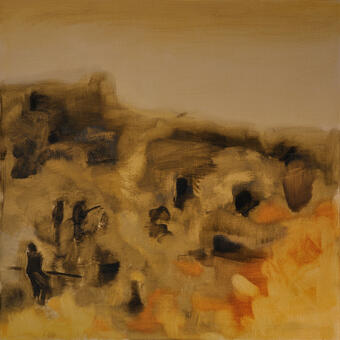 Cliff Dwellers, oil on paper