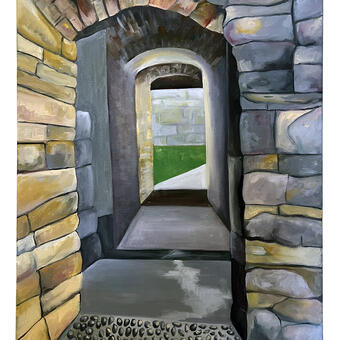 Painting of doorway at Dunnottar Castle