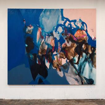 Katie Pumphrey | "Hopscotch", 84"x72", acrylic on canvas, 2018