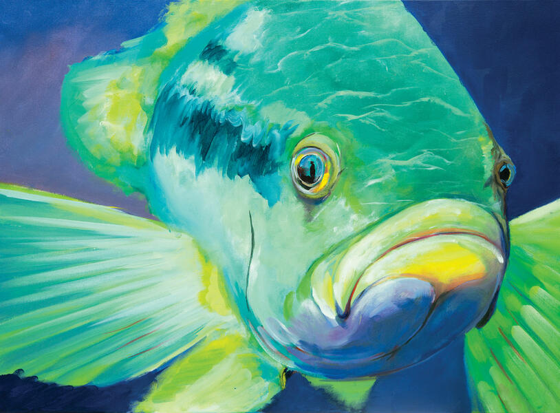 Big Green Fish Painting