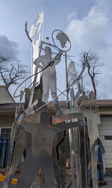 Katherine Johnson Global Academy Sculpture in-progress, Baltimore, 2023