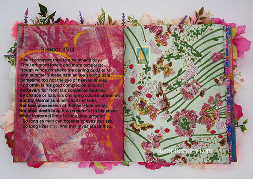 Page from textile book In Bloom