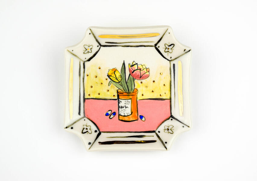 Thinking of You, with Tulip and Lotus in Pill Bottle