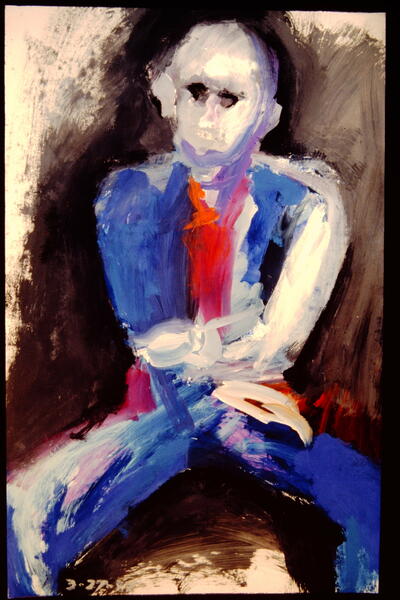 Man in Blue, 1987. Acrylic on Lenox paper 40”H x 26”W.