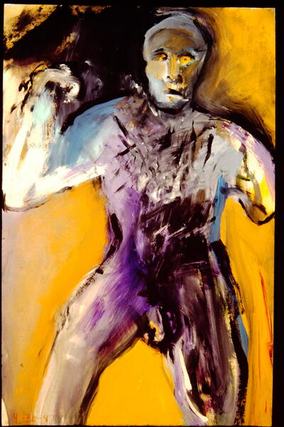 Man with a Dagger, 1987. Acrylic on Lenox paper 40”H x 26”W.