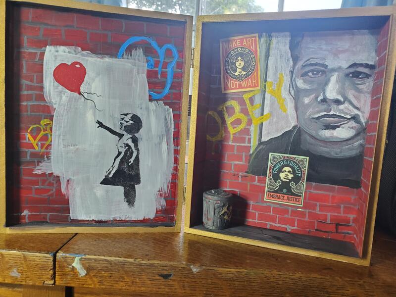 Shepard Fairey and Banksy Imagery mixed Media box