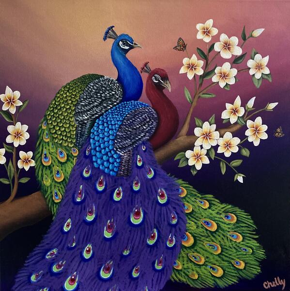 Elegance in Bloom: Peacocks in Love