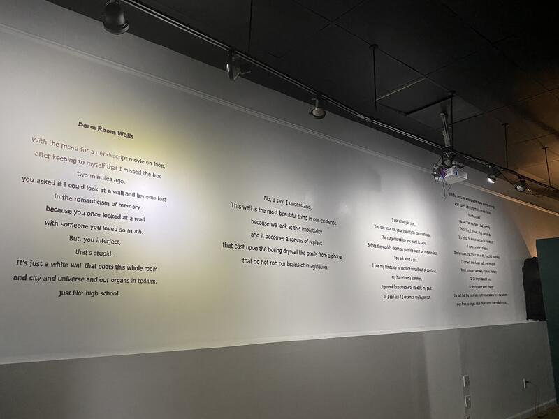 Poem Dorm Room Walls exhibited in Gallery 220