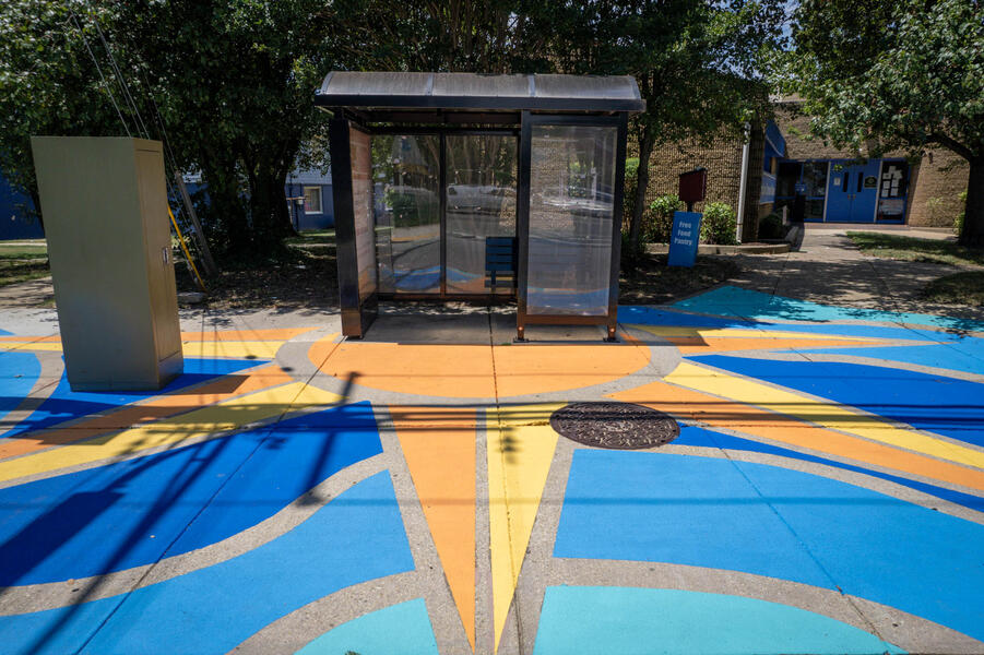 Annapolis Eastport, Eastport ShineWave bus stop sidewalk mural, perspective view