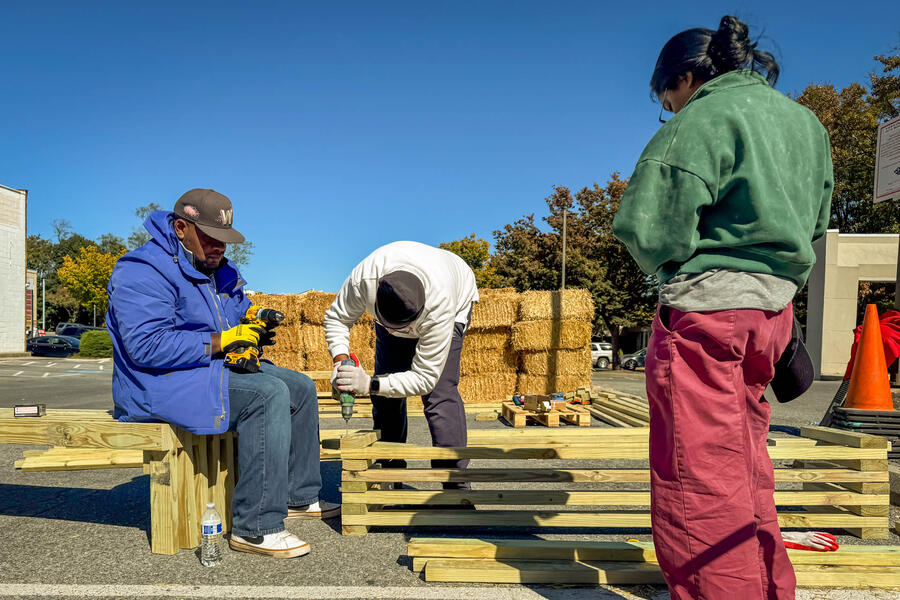 Damascus Placemaking Festival, community build day, people constructing benches