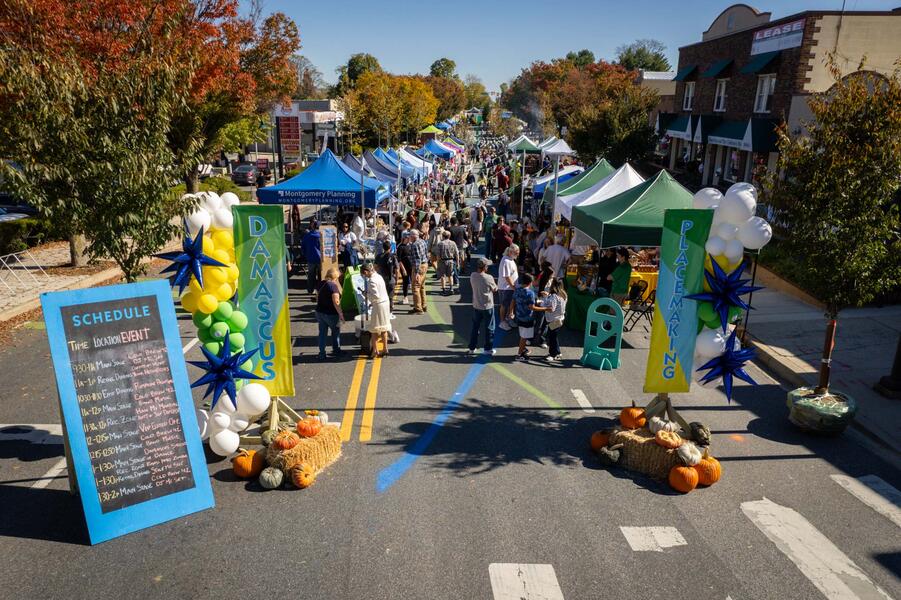 Damascus Placemaking Festival, gateway entrance installation, birds-eye view