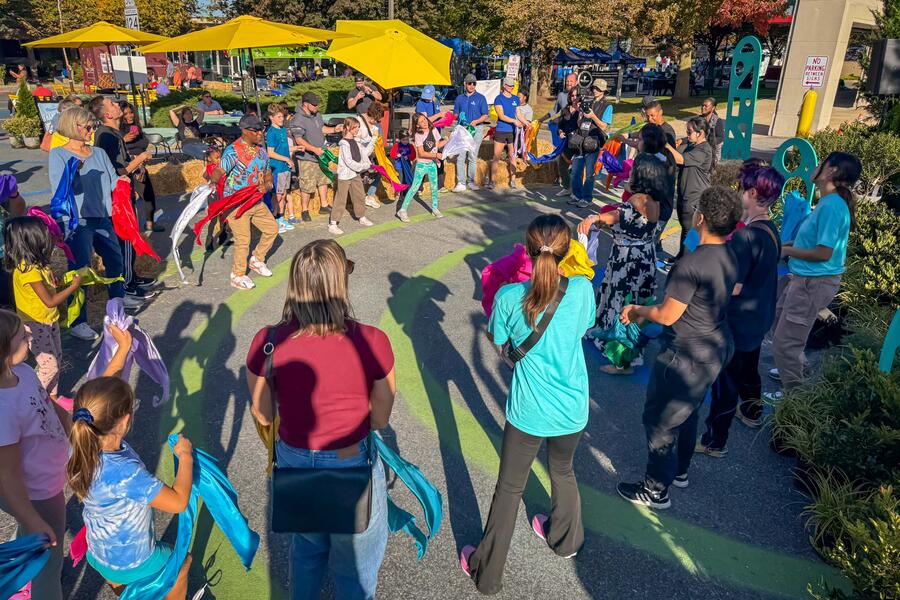 Damascus Placemaking Festival, Amphitheater participatory dance performance with residents dancing