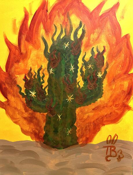 “The Biblical Burnout” acrylic painting, 2024