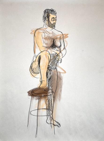 Man with stool