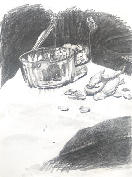 Drawing for oranges and pistachios